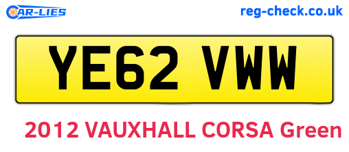YE62VWW are the vehicle registration plates.