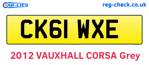CK61WXE are the vehicle registration plates.