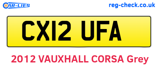 CX12UFA are the vehicle registration plates.