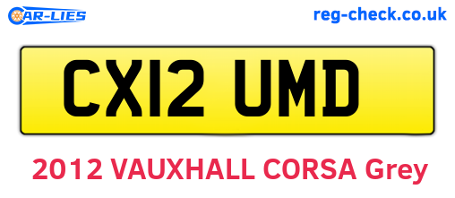CX12UMD are the vehicle registration plates.
