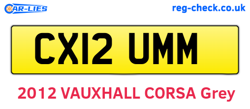 CX12UMM are the vehicle registration plates.