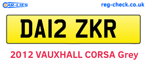 DA12ZKR are the vehicle registration plates.