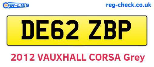 DE62ZBP are the vehicle registration plates.