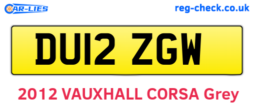 DU12ZGW are the vehicle registration plates.
