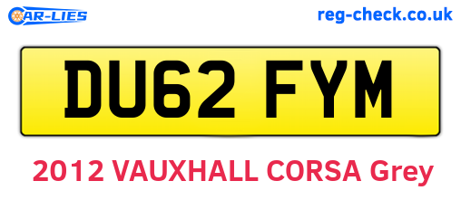 DU62FYM are the vehicle registration plates.