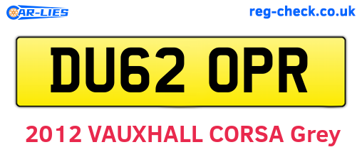 DU62OPR are the vehicle registration plates.