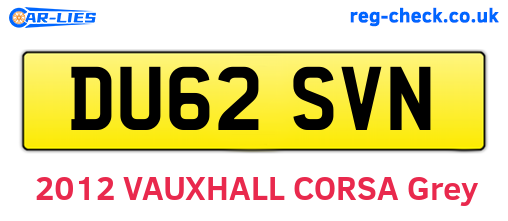 DU62SVN are the vehicle registration plates.