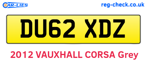 DU62XDZ are the vehicle registration plates.