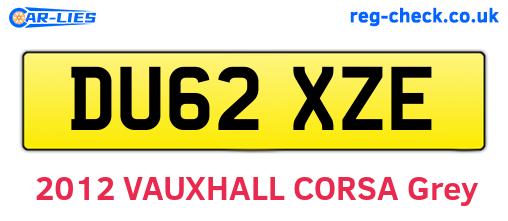 DU62XZE are the vehicle registration plates.