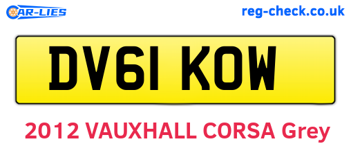 DV61KOW are the vehicle registration plates.