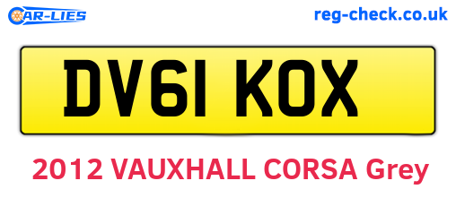 DV61KOX are the vehicle registration plates.