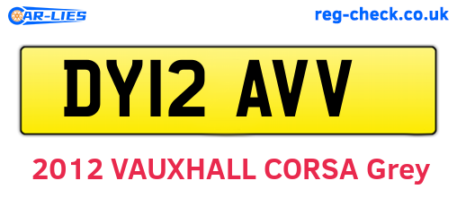 DY12AVV are the vehicle registration plates.