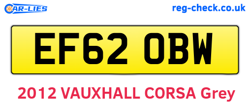 EF62OBW are the vehicle registration plates.