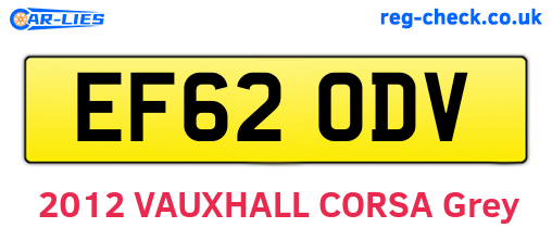 EF62ODV are the vehicle registration plates.