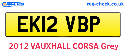 EK12VBP are the vehicle registration plates.