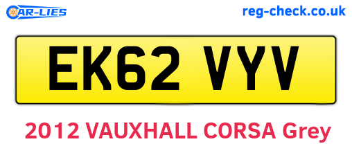 EK62VYV are the vehicle registration plates.