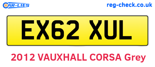 EX62XUL are the vehicle registration plates.