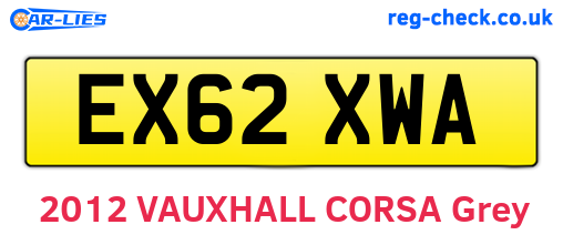 EX62XWA are the vehicle registration plates.