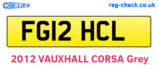 FG12HCL are the vehicle registration plates.