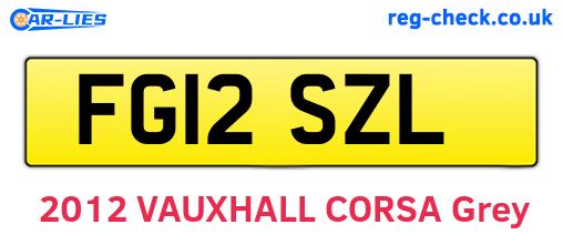 FG12SZL are the vehicle registration plates.