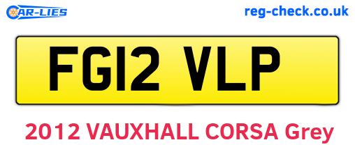 FG12VLP are the vehicle registration plates.