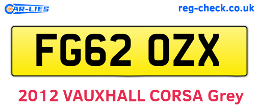 FG62OZX are the vehicle registration plates.
