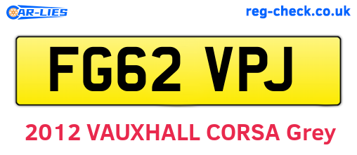 FG62VPJ are the vehicle registration plates.