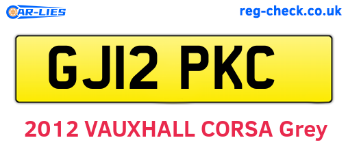 GJ12PKC are the vehicle registration plates.