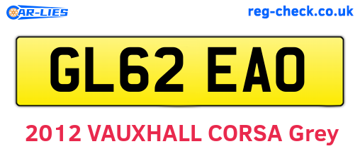GL62EAO are the vehicle registration plates.