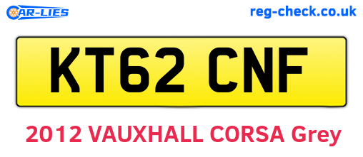 KT62CNF are the vehicle registration plates.