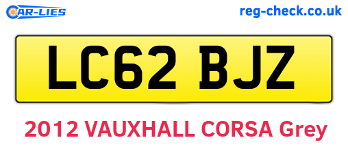 LC62BJZ are the vehicle registration plates.