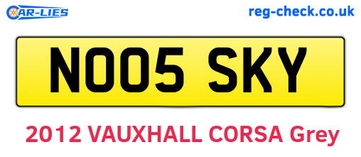 NO05SKY are the vehicle registration plates.