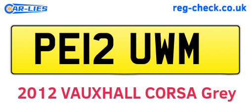 PE12UWM are the vehicle registration plates.