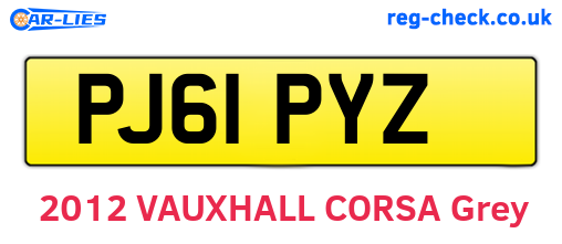PJ61PYZ are the vehicle registration plates.