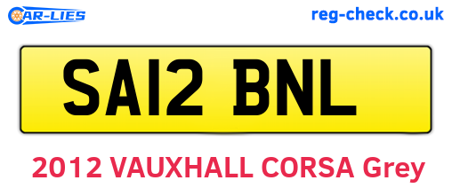 SA12BNL are the vehicle registration plates.