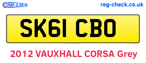 SK61CBO are the vehicle registration plates.