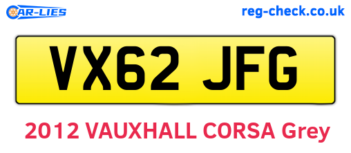 VX62JFG are the vehicle registration plates.