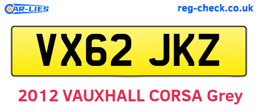VX62JKZ are the vehicle registration plates.