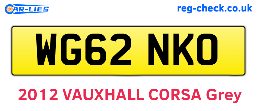 WG62NKO are the vehicle registration plates.