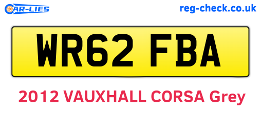 WR62FBA are the vehicle registration plates.