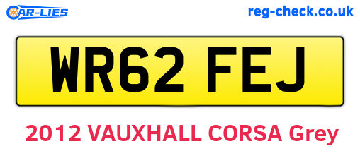 WR62FEJ are the vehicle registration plates.