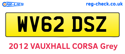 WV62DSZ are the vehicle registration plates.