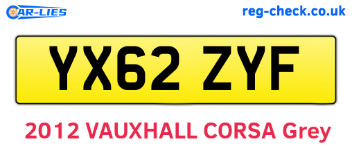 YX62ZYF are the vehicle registration plates.