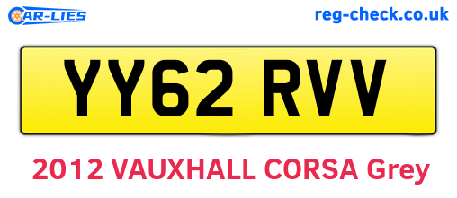 YY62RVV are the vehicle registration plates.