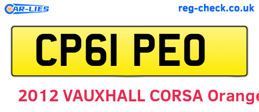CP61PEO are the vehicle registration plates.