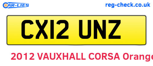 CX12UNZ are the vehicle registration plates.
