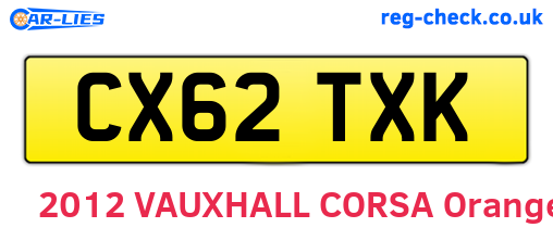 CX62TXK are the vehicle registration plates.