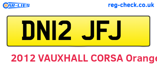 DN12JFJ are the vehicle registration plates.