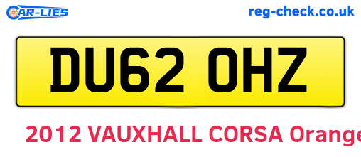 DU62OHZ are the vehicle registration plates.