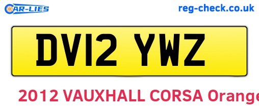 DV12YWZ are the vehicle registration plates.
